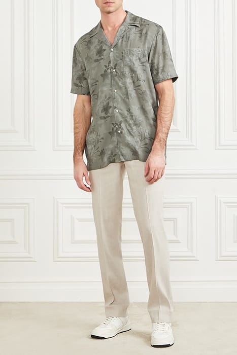 MARCIANO BY GUESS BILLY BOWLING SHIRT MOSSY GREEN FLOWER CAS 3