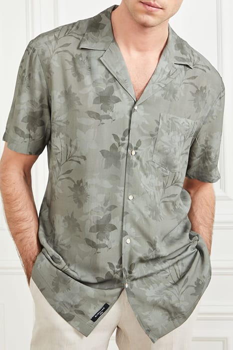 MARCIANO BY GUESS BILLY BOWLING SHIRT MOSSY GREEN FLOWER CAS 4