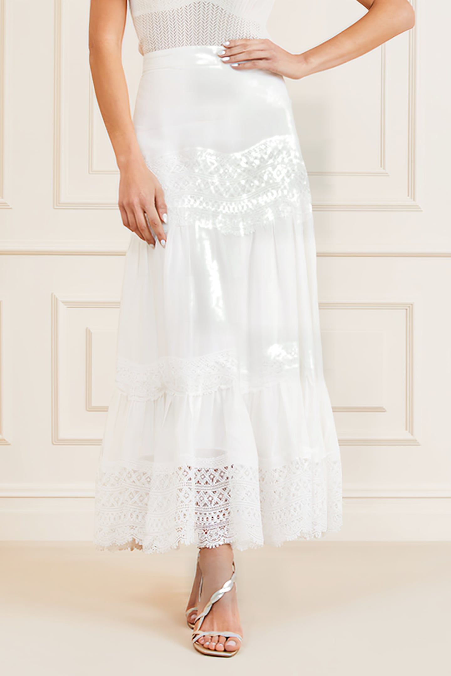 GUESS ECO LOU LOU SKIRT PALE PEARL 1