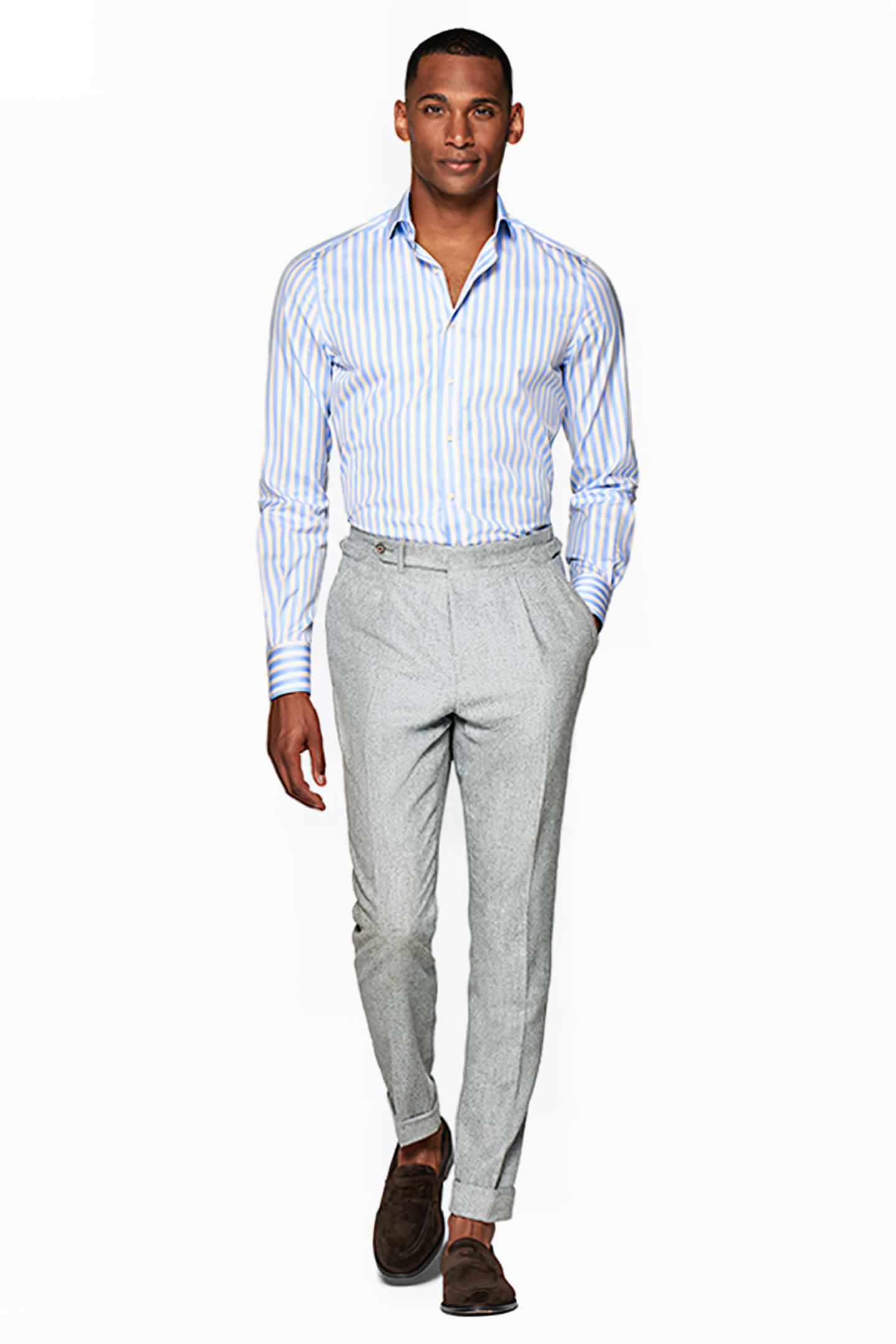 LIGHT BLUE STRIPED TWILL EXTRA SLIM FIT SHIRT 3