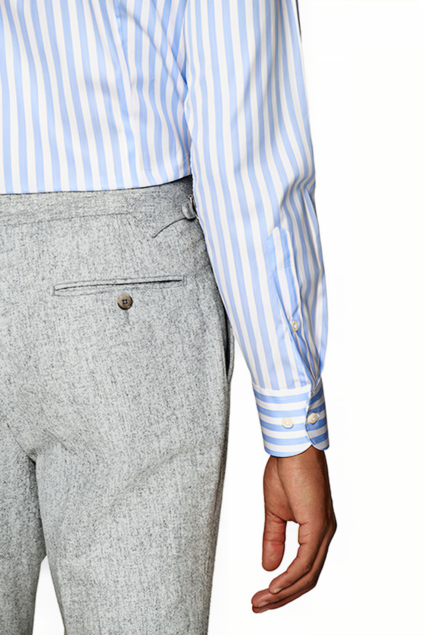 LIGHT BLUE STRIPED TWILL EXTRA SLIM FIT SHIRT 7