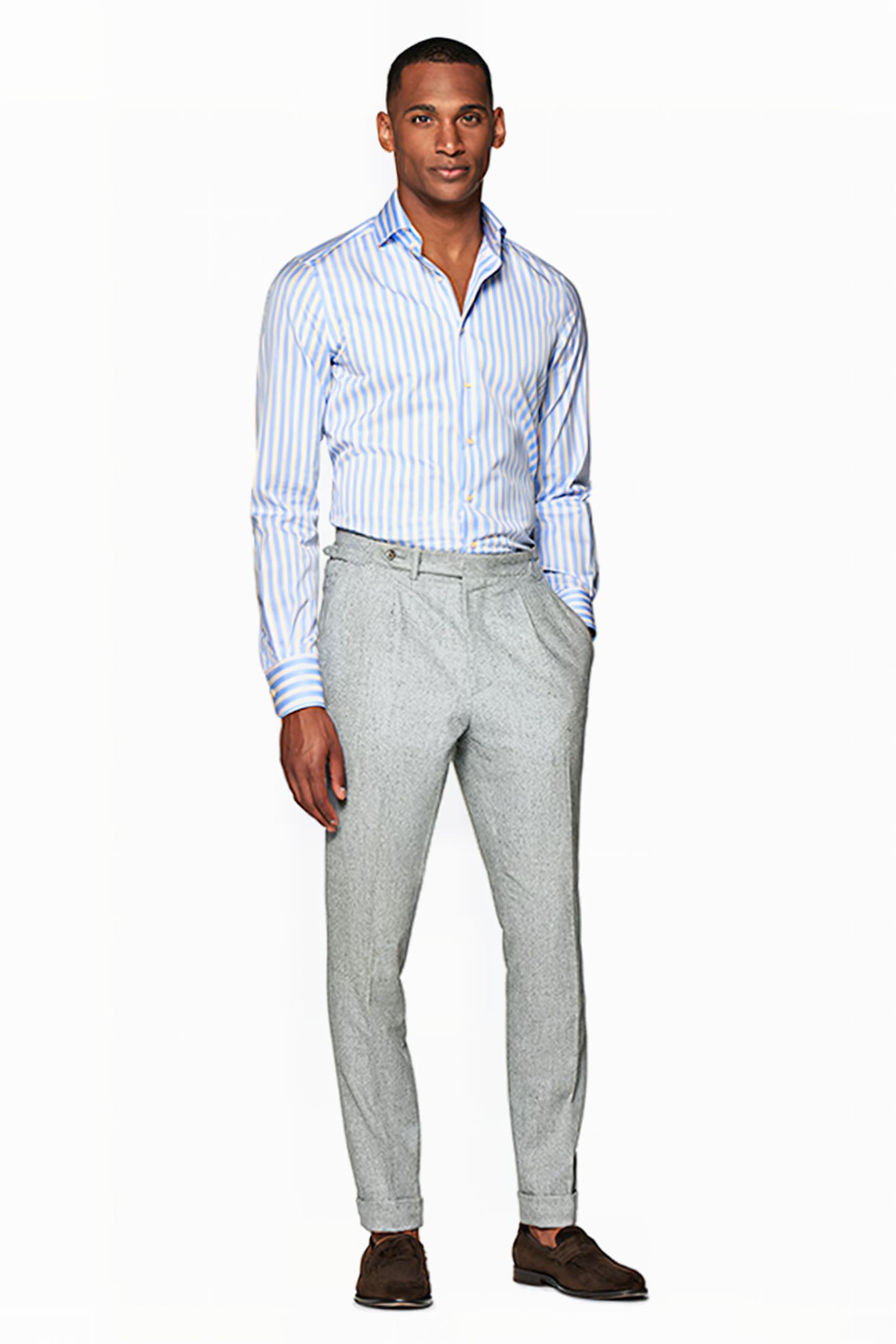 LIGHT BLUE STRIPED TWILL EXTRA SLIM FIT SHIRT 4