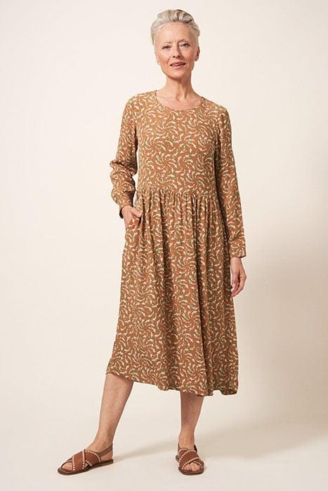 ELISA DRESS TAN MULTI 1