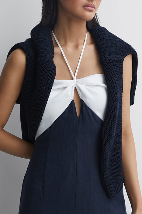 SIAN MIDI DRESS NAVY/WHITE 5