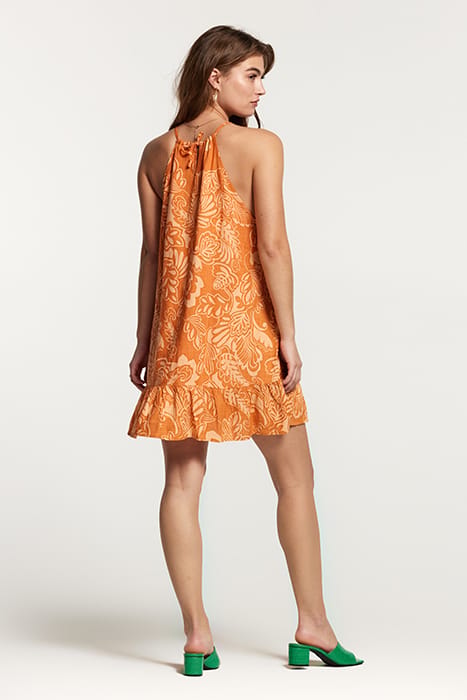 LADIES MEDELLIN DRESS ARTSY LEAVES FRESH APRICOT ORANGE 4