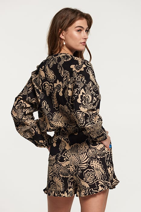 LADIES PLYMOUTH BLOUSE ARTSY LEAVES BLACK 2