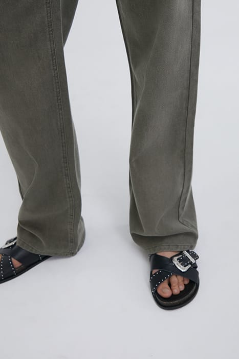 KHAKI HIGH-WAIST WIDE-LEG JEANS 5