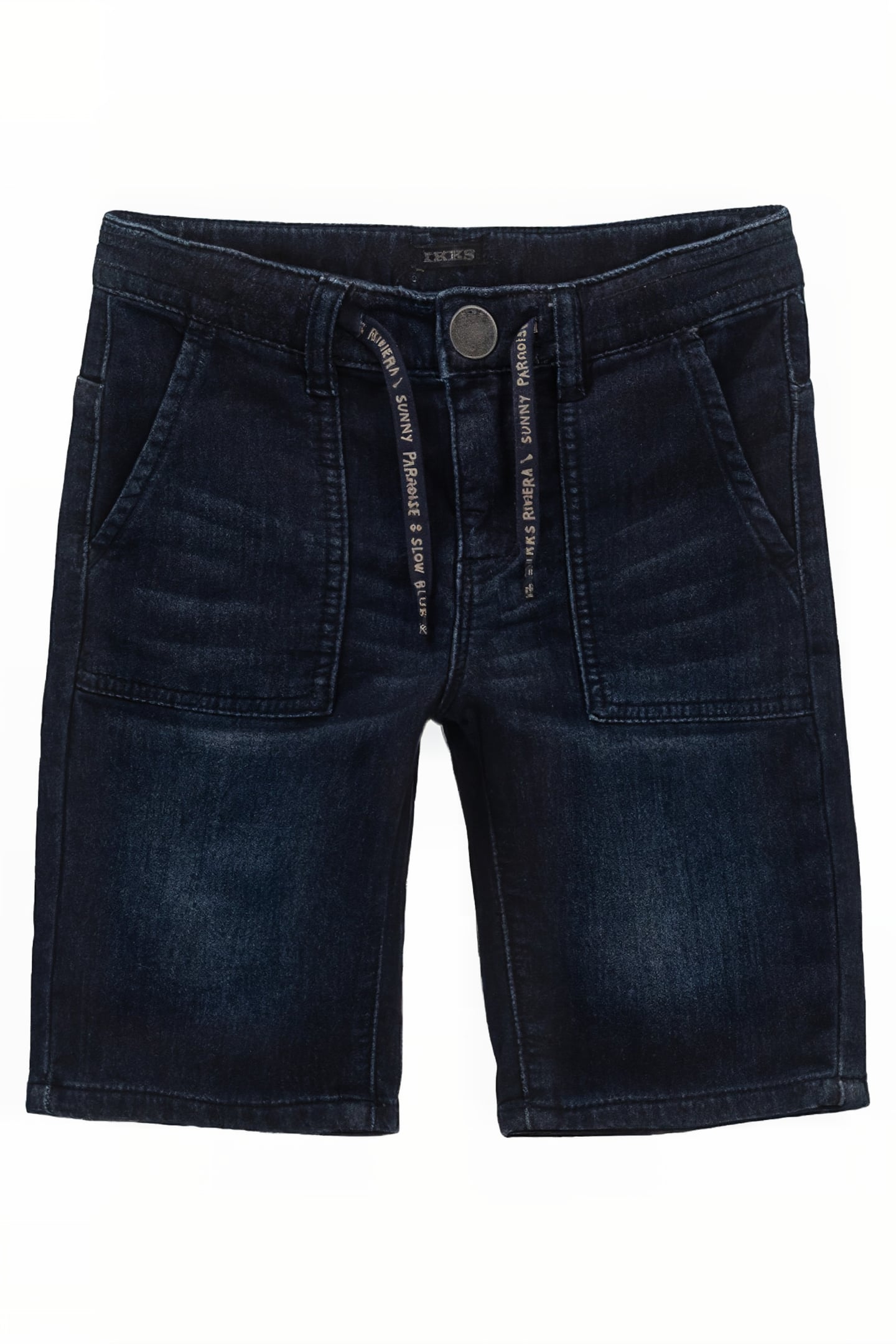 BOYS’ RAW DENIM BERMUDA SHORTS WITH SLOGAN CORDS 2