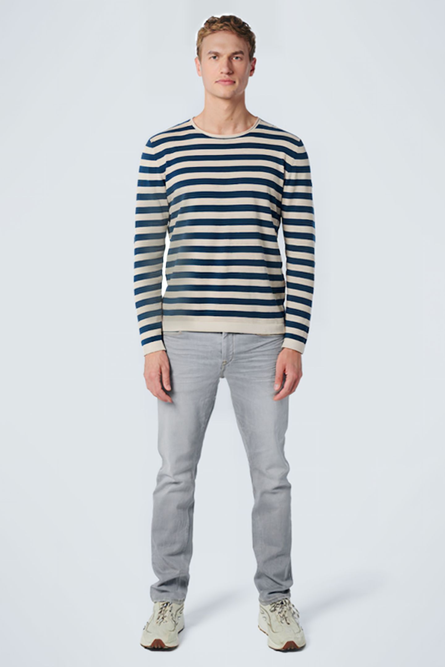 PULLOVER CREWNECK MELANGE STRIPES CARBON BLUE 3