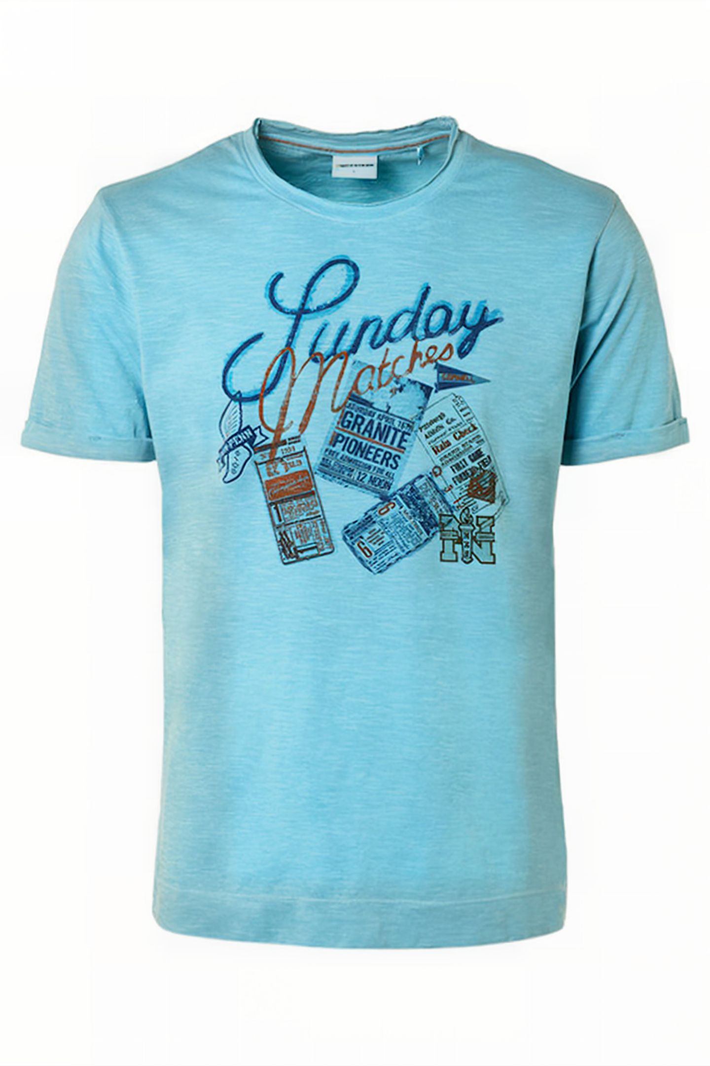 T-SHIRT CREWNECK PRINT GARMENT DYED LIGHT AQUA 4