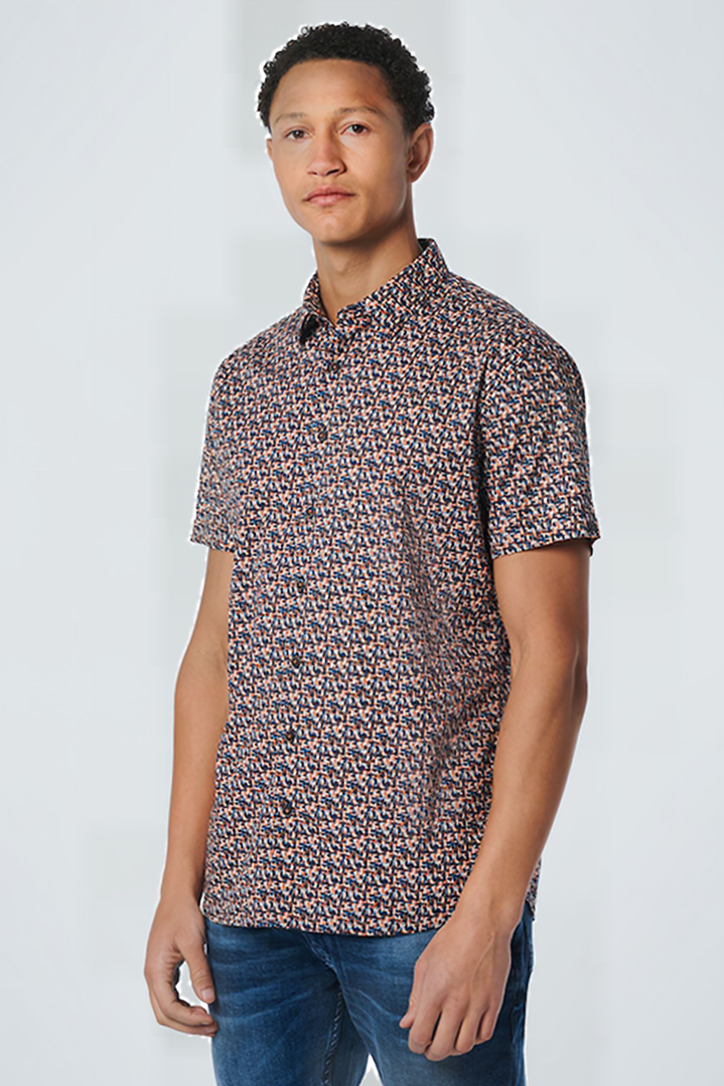 SHIRT SHORT SLEEVE ALLOVER PRINTED STRETCH PAPAYA 1