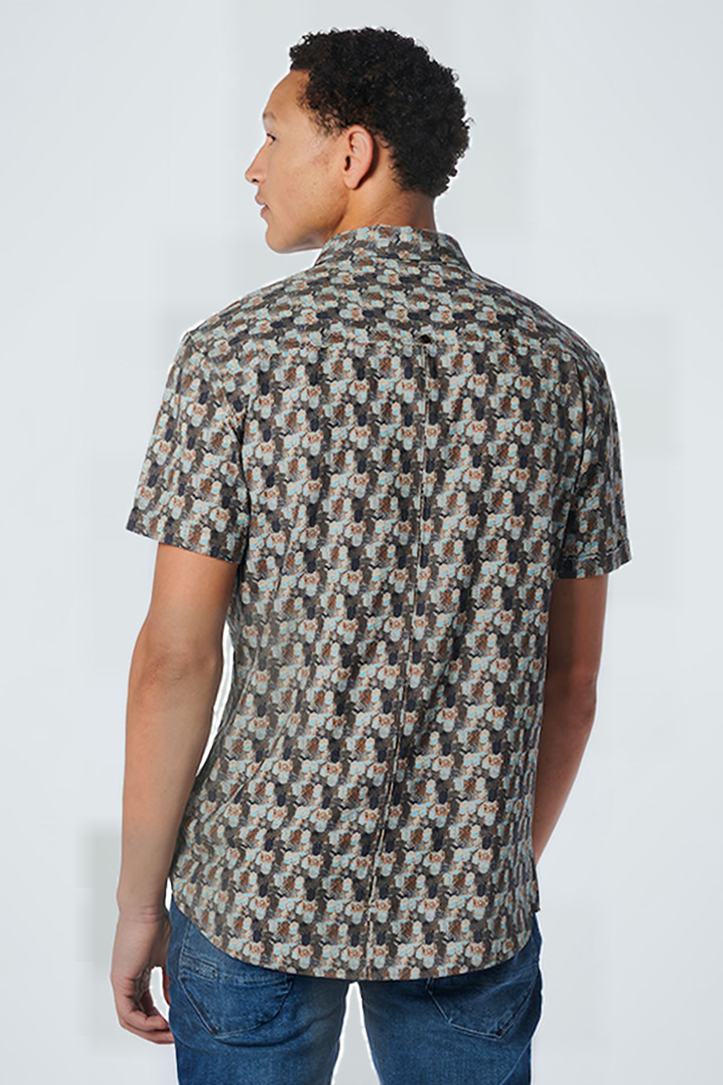 SHIRT SHORT SLEEVE ALLOVER PRINTED LIGHT AQUA 2