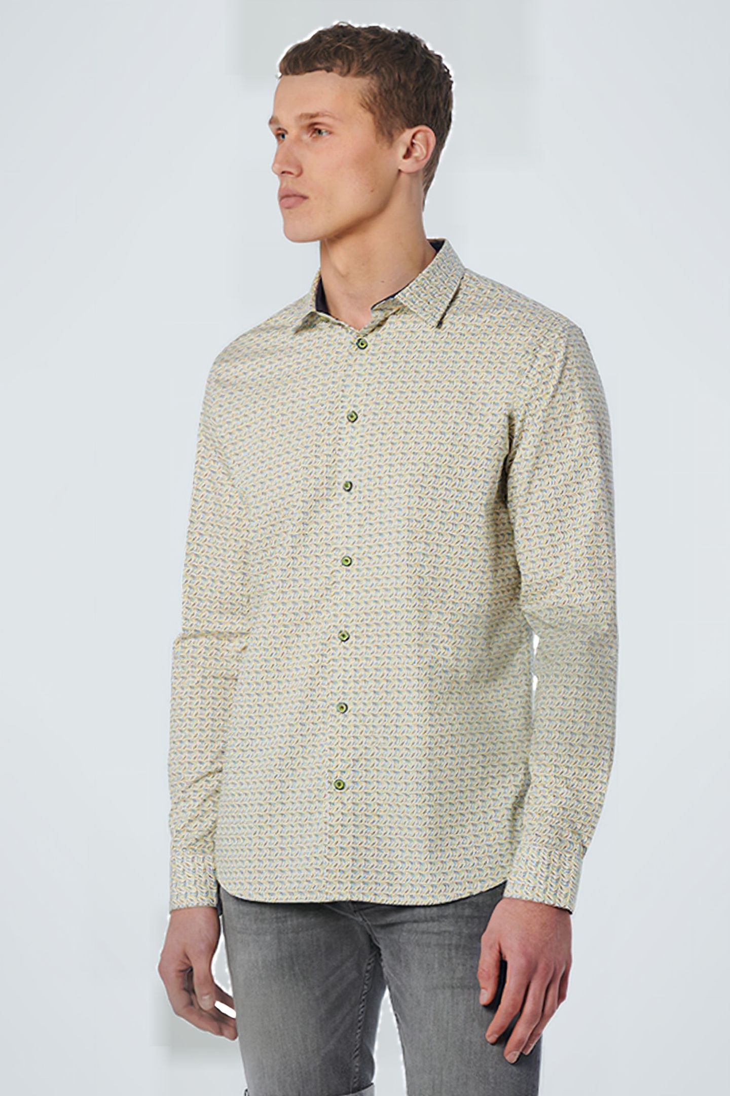 SHIRT ALLOVER PRINTED STRETCH LIGHT GREEN 1