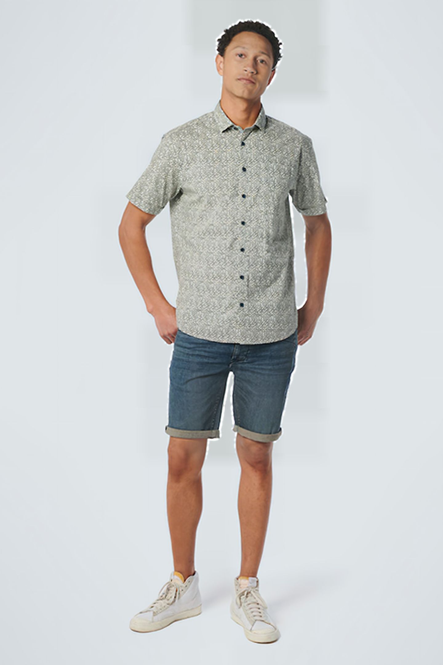 SHIRT SHORT SLEEVE ALLOVER PRINTED STRETCH LIGHT AQUA 3