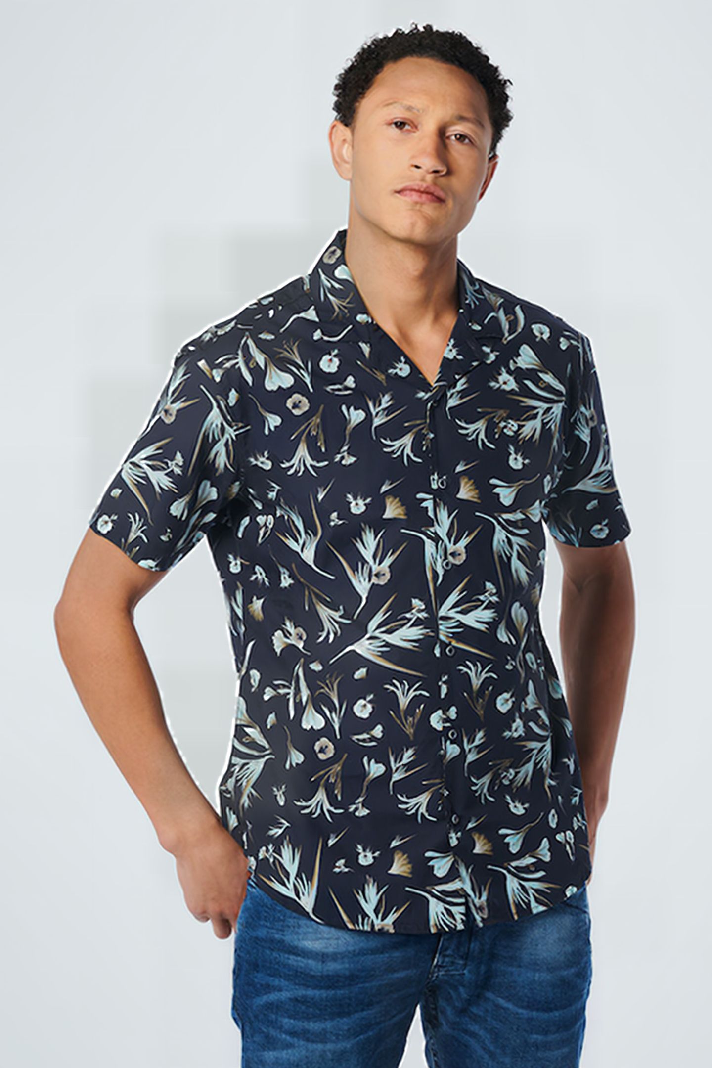 SHIRT SHORT SLEEVE RESORT COLLAR ALLOVER PRINTED NIGHT 1