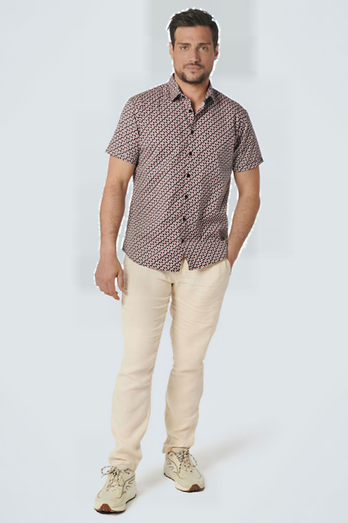 SHIRT SHORT SLEEVE ALLOVER PRINTED STRETCH OLD PINK 3