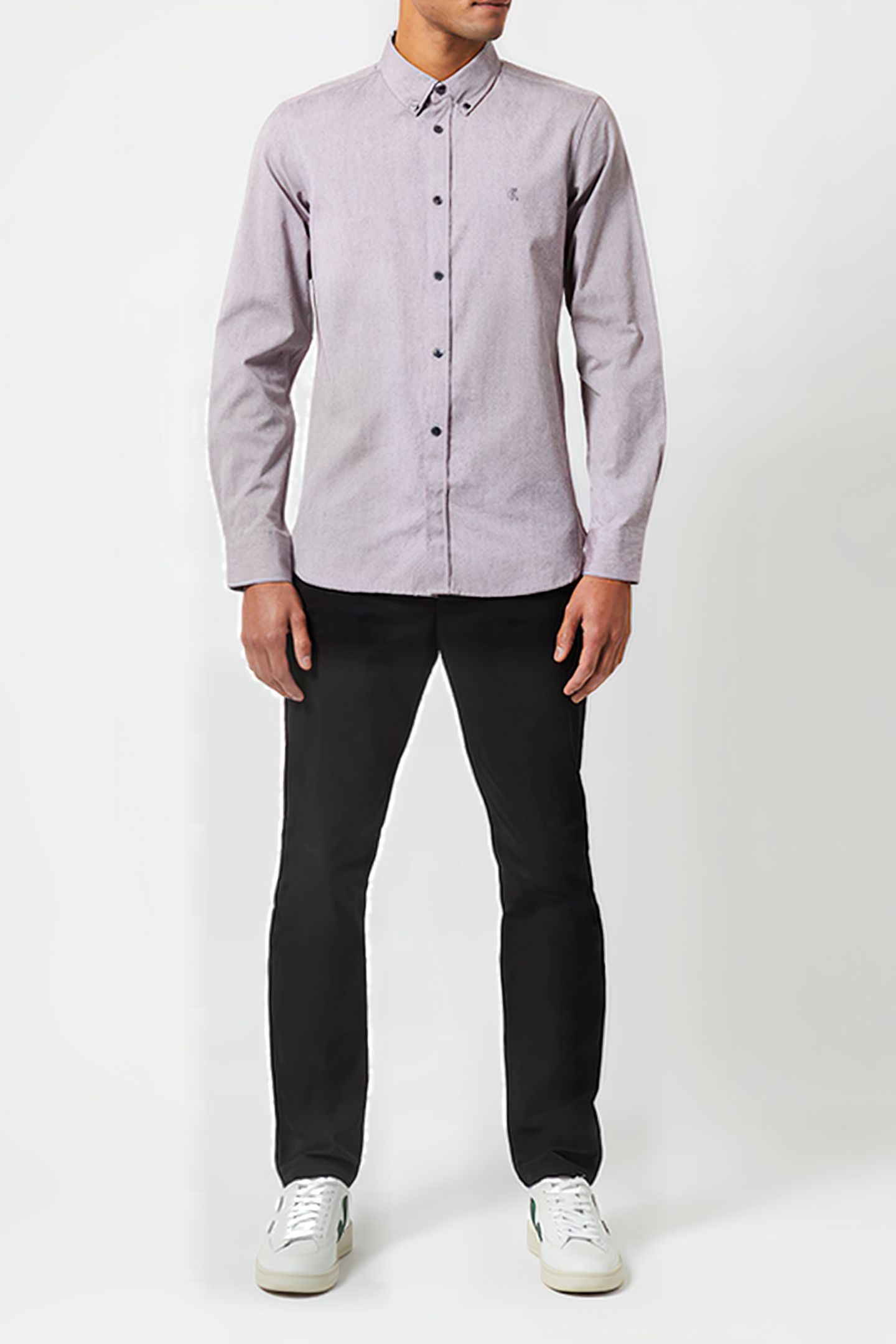 OXFORD LOGO LONG SLEEVE SHIRT BORDEAUX/DARK NAVY 2