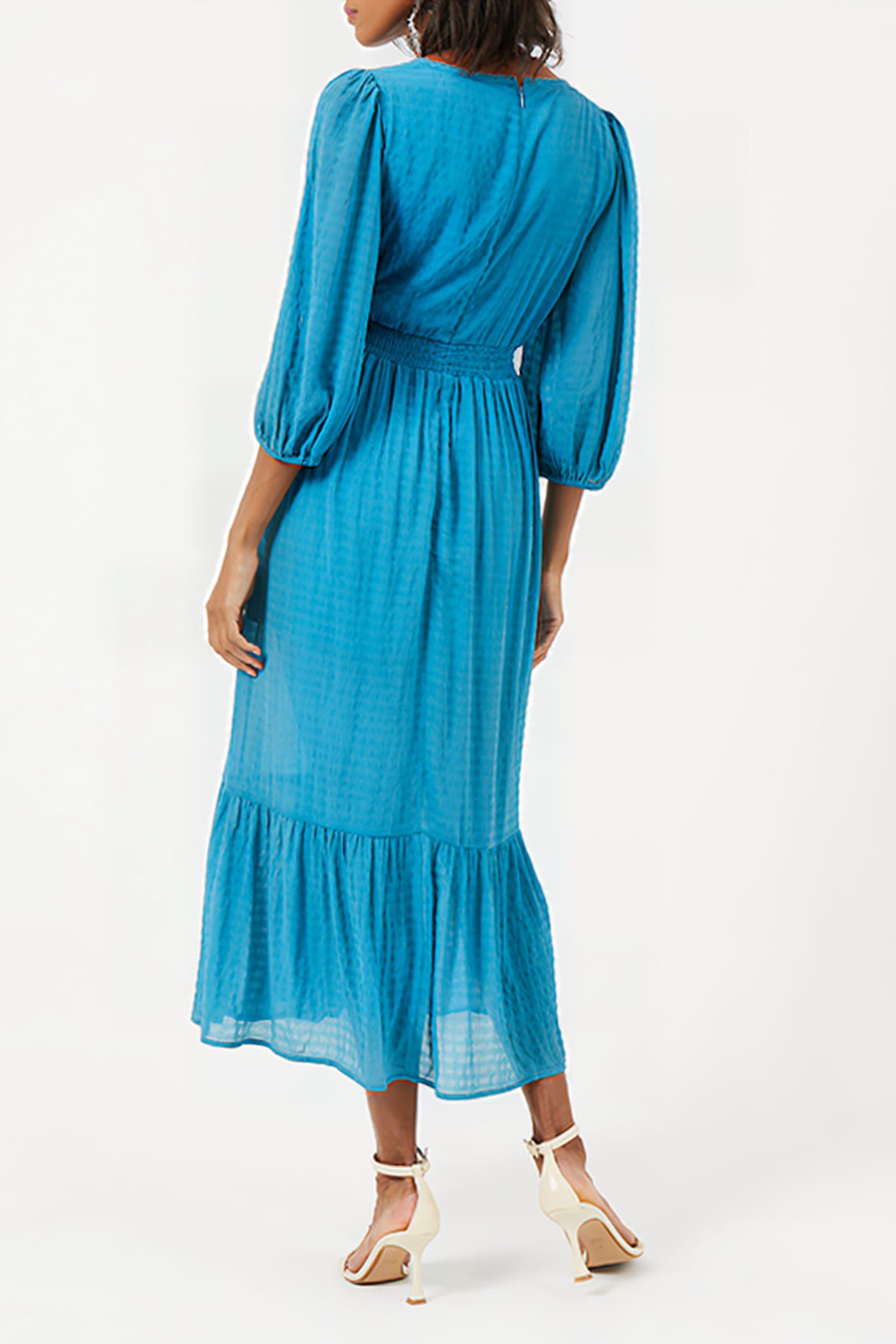 CORA TIERED MIDI DRESS MOSAIC BLUE 2