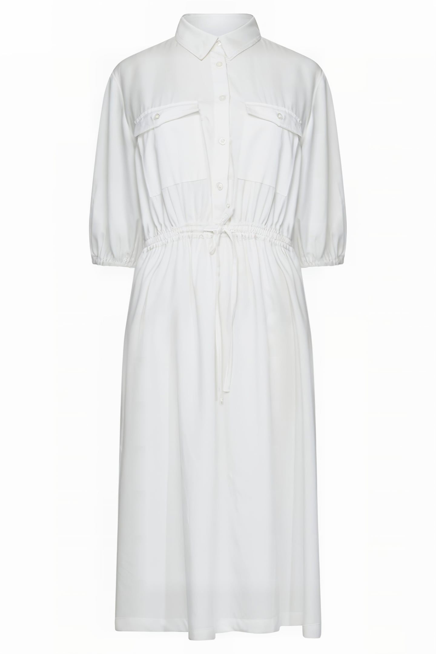ELKIE TWILL DRAWSTRING DRESS LINEN WHITE 4