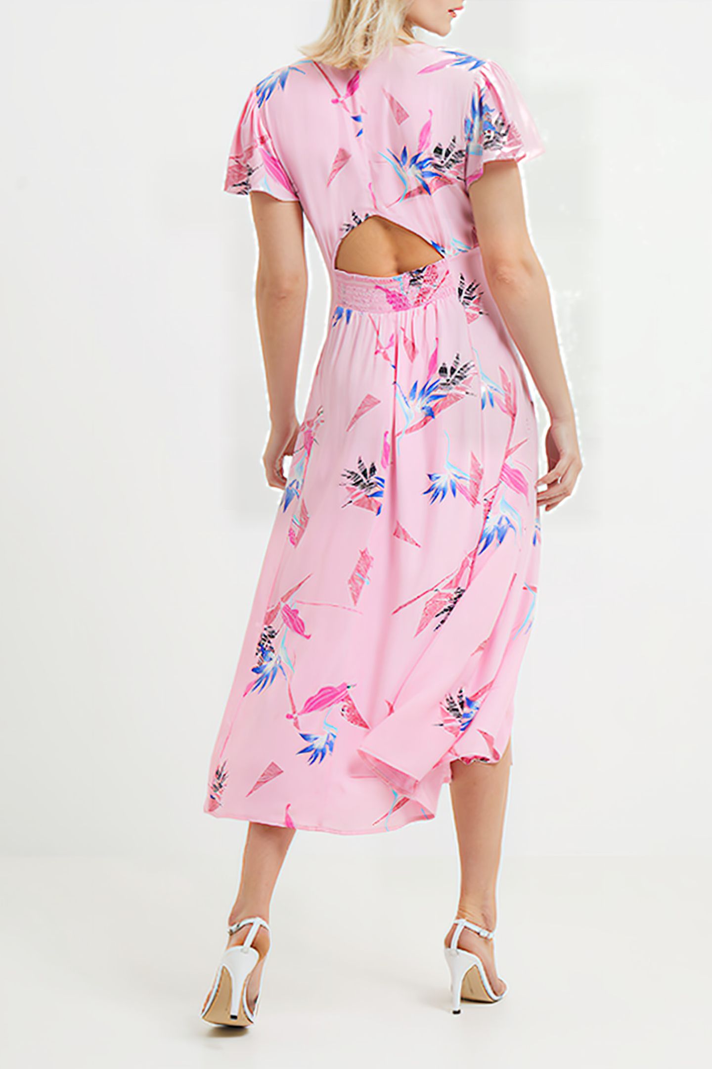 EUGINE ECO DELPHINE DRAPE MIDI DRESS SEA PINK 2