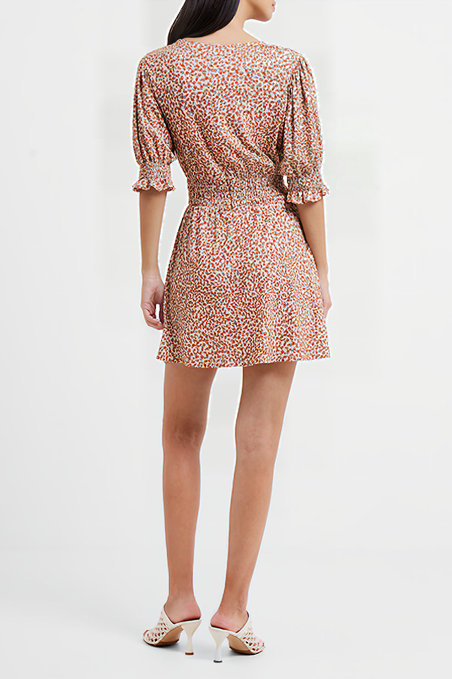 MEADOW CADIE V-NECK SMOCKED DRESS SHIFTING SAND 3