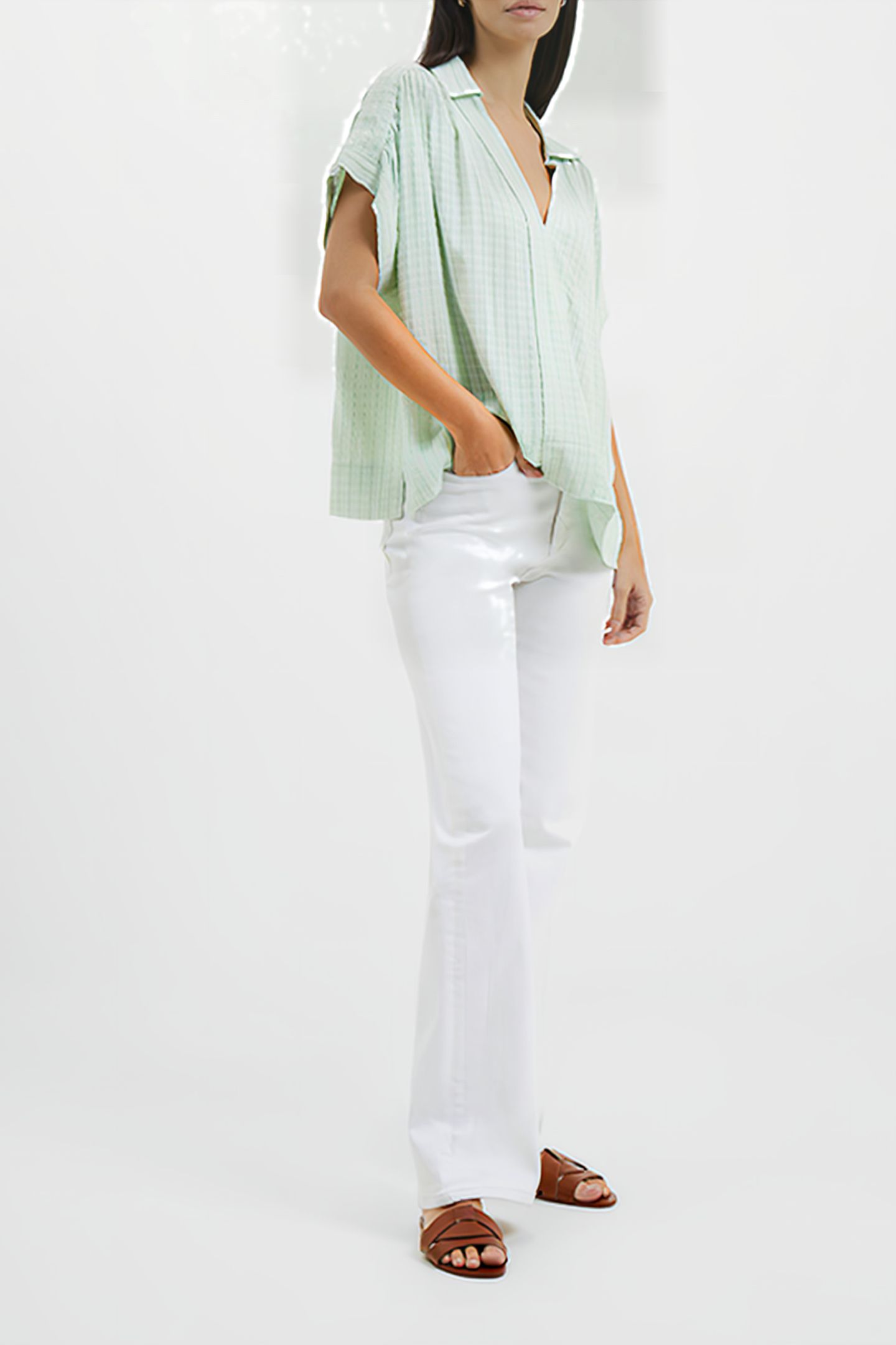 BIRCH SEERSUCKER POPOVER SHIRT AQUA FOAM 2