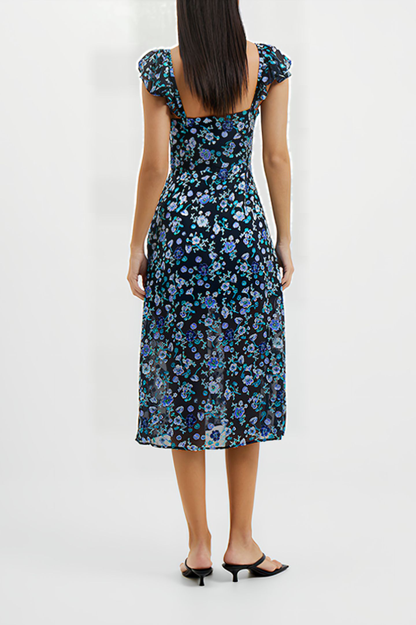 BETTE SATIN BURNOUT DRESS MARINE MULTI 2
