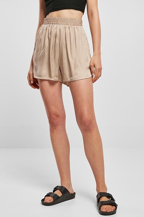 LADIES VISCOSE SATIN RESORT SHORTS SOFTTAUPE 1