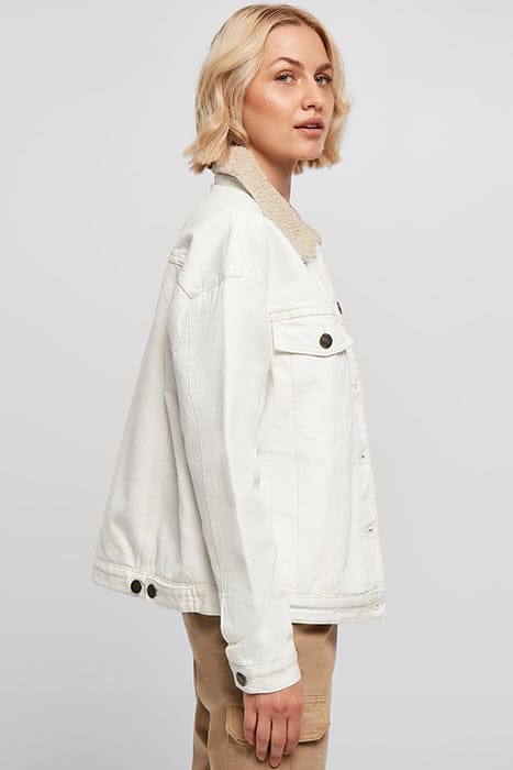 LADIES OVERSIZED SHERPA DENIM JACKET OFFWHITE RAW 7