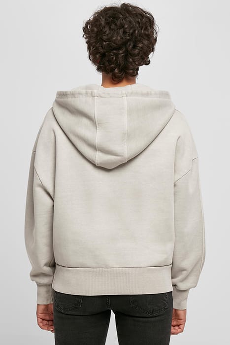 LADIES HEAVY TERRY GARMENT DYE HOODY WARMGREY 2
