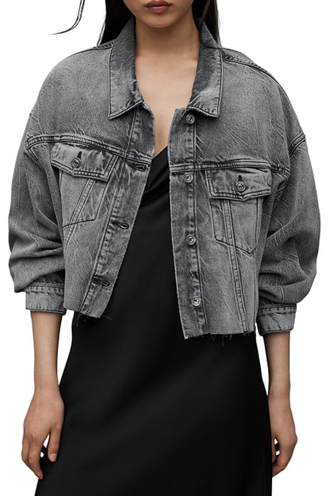 PIPER CROP DENIM JAC WASHED GREY 1