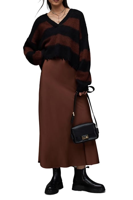 LOU CROP V NECK BLK/CHESTNUT BROWN 3