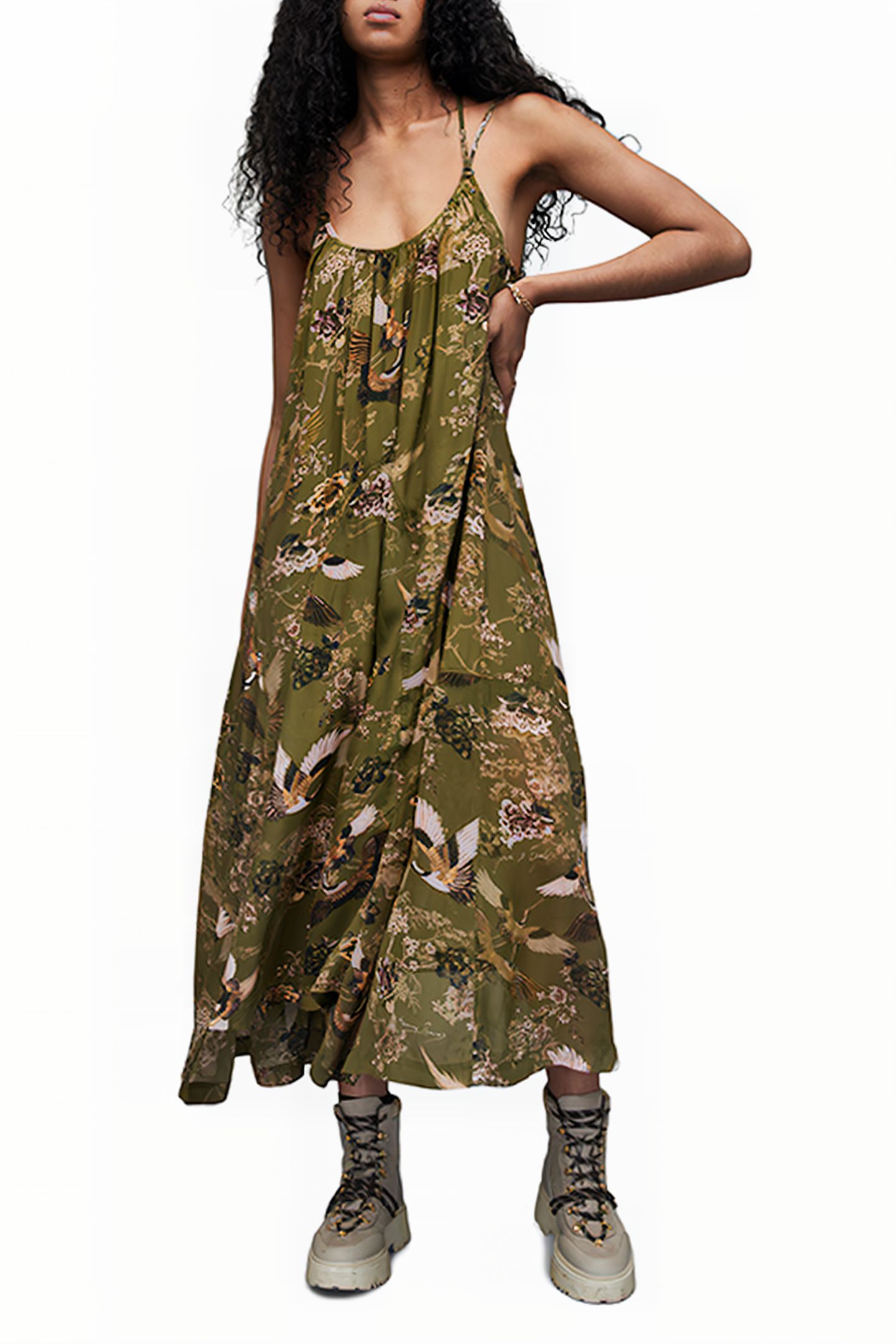 AREENA PEGGY DRESS KHAKI GREEN 2
