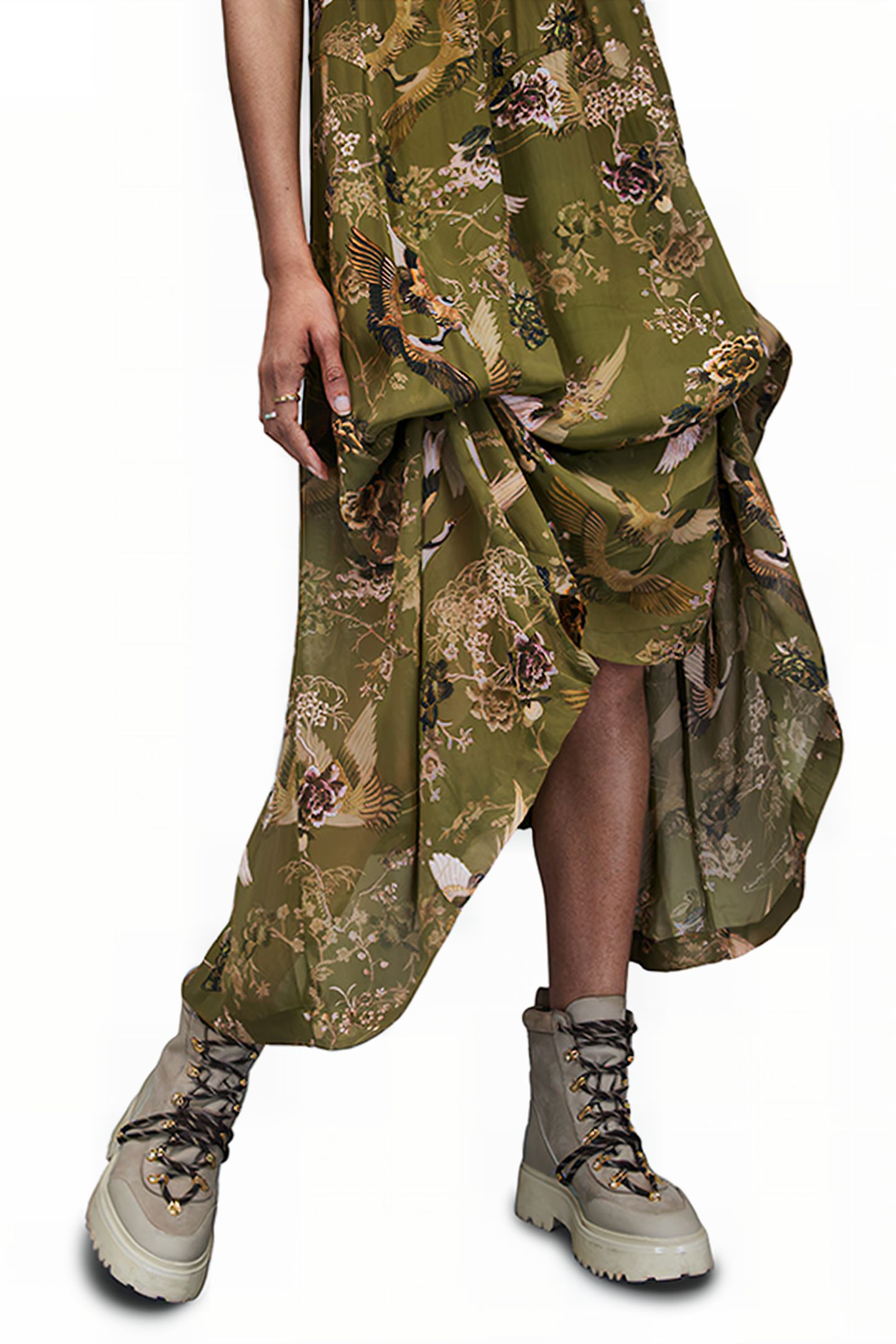 AREENA PEGGY DRESS KHAKI GREEN 4