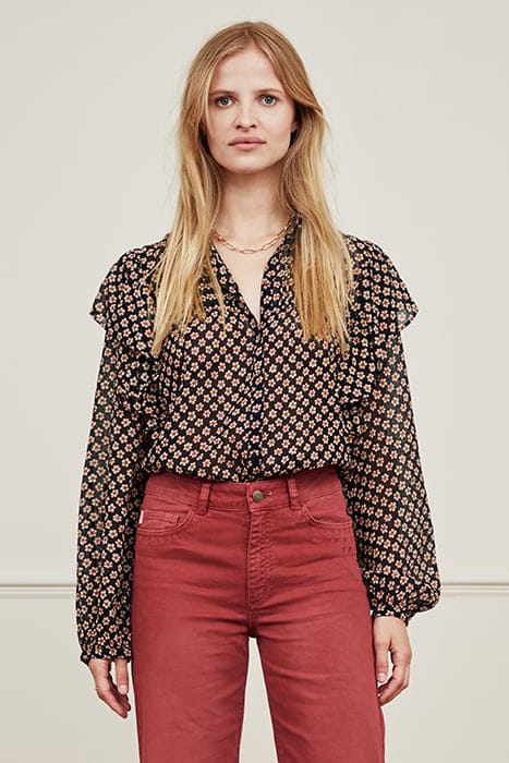 BIBI LONG SLEEVE BLOUSE BLACK/CRAZY CLAY 1