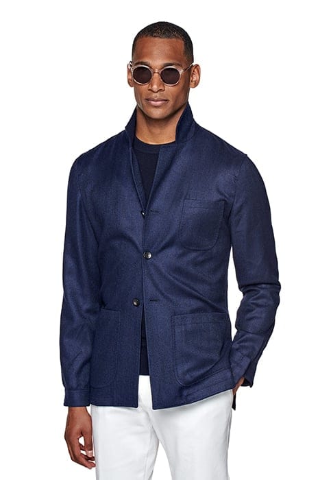 HERRINGBONE GREENWICH SHIRT-JACKET NAVY 1