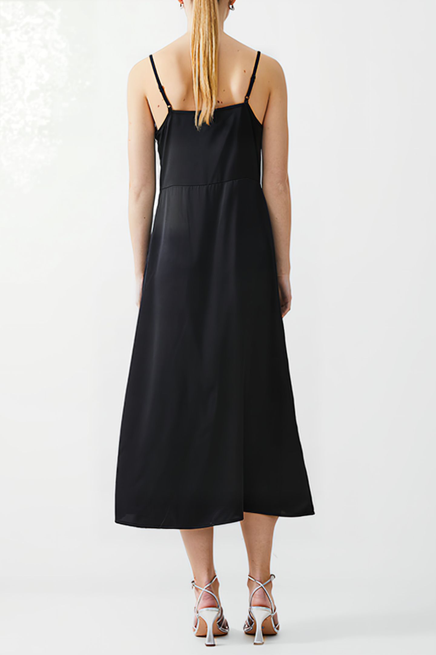 SATIN SLIP DRESS LONG BLACK 2