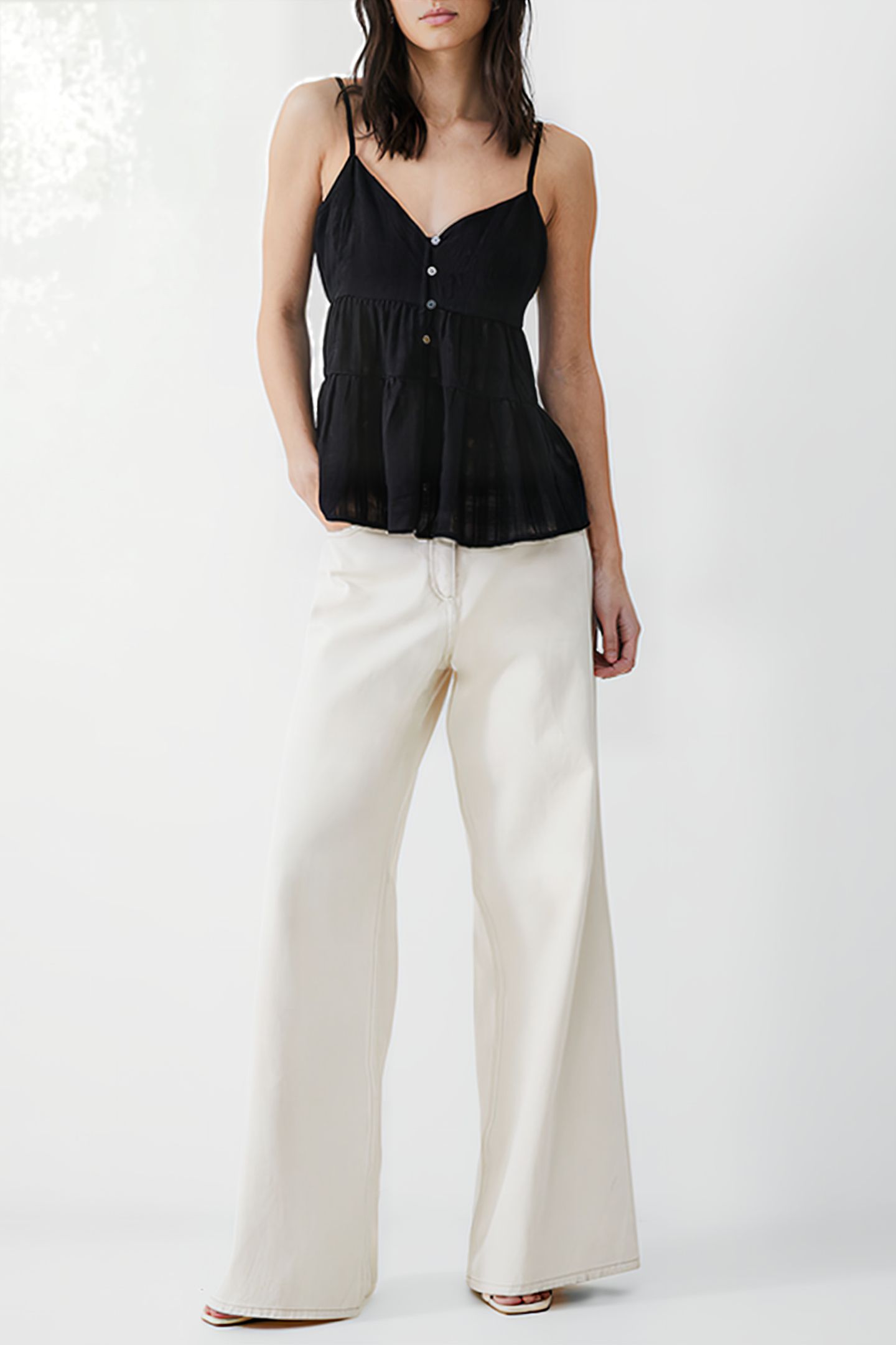 STRAPPY PANELLED CAMI TOP BLACK 2