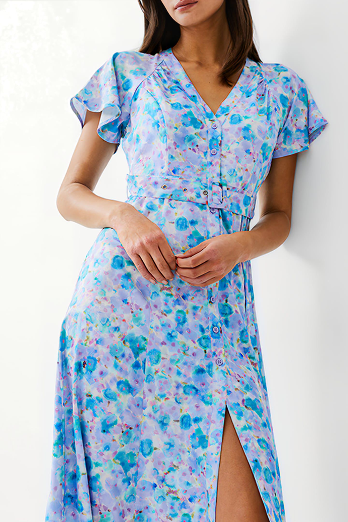 GRETHA BELT LONG DRESS STILL WATER 4