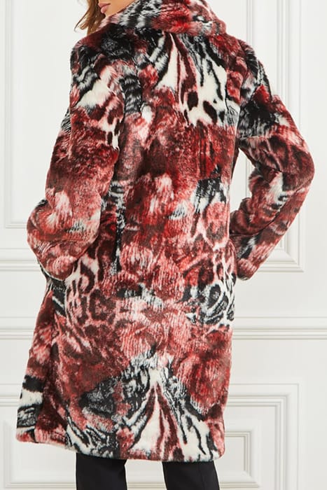 MARCIANO BY GUESS BELLE FAUX FUR COAT LEOPARD ROSE PRINT 2