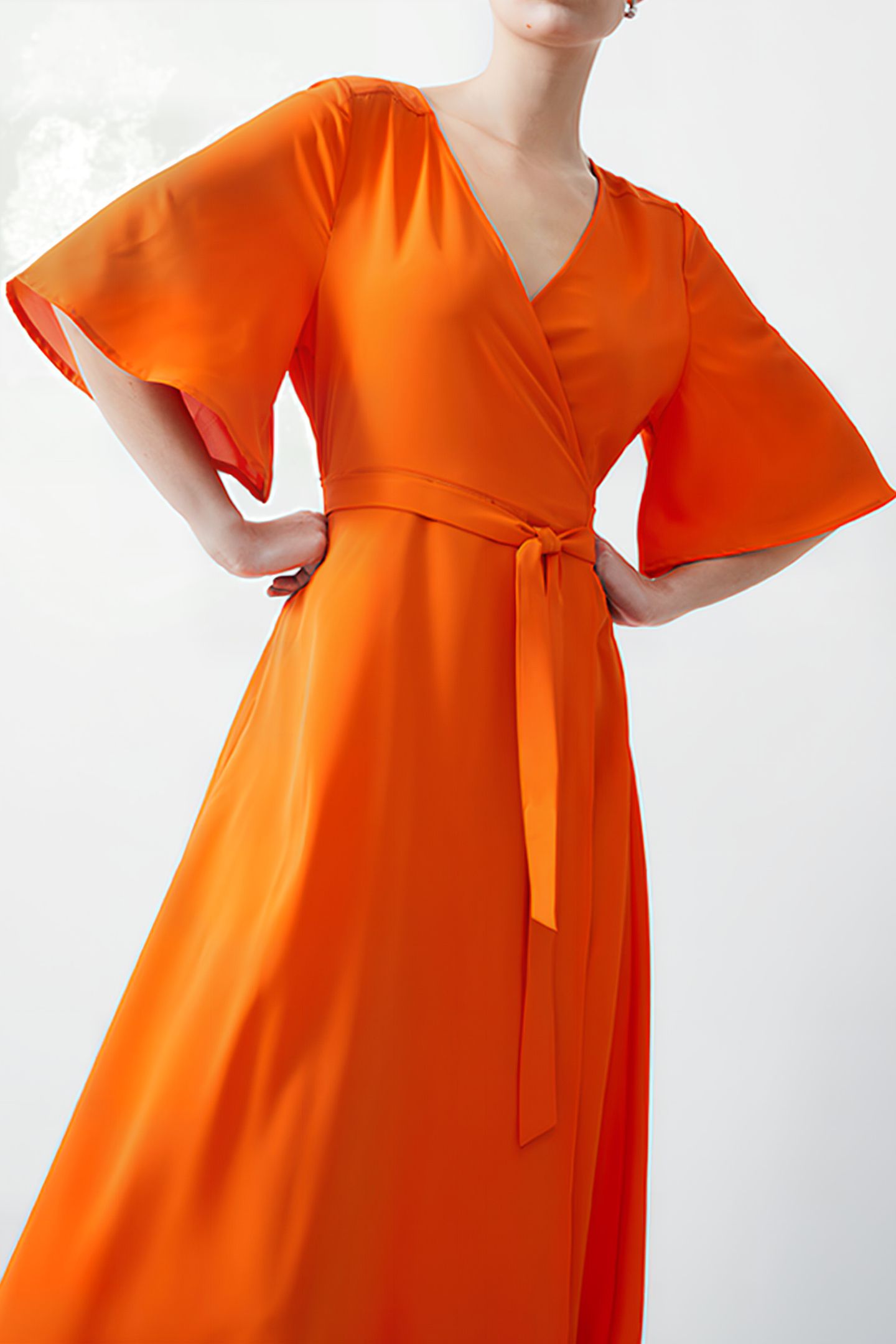 WRAP ANGEL SLV DRESS LONG MANDARIN 4