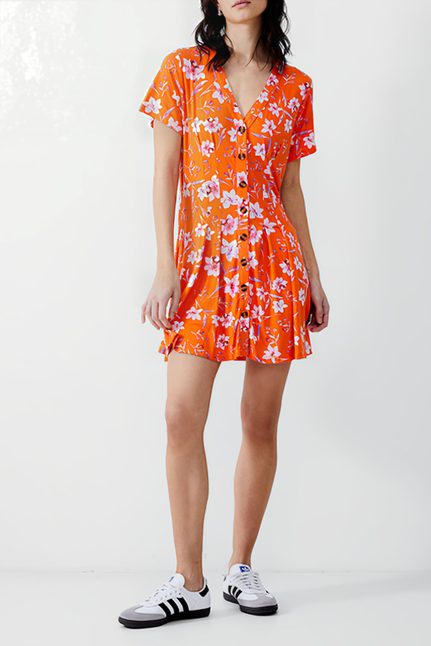 CAMILLE FLIPPY BTN DRESS KNEE MANDARIN 2