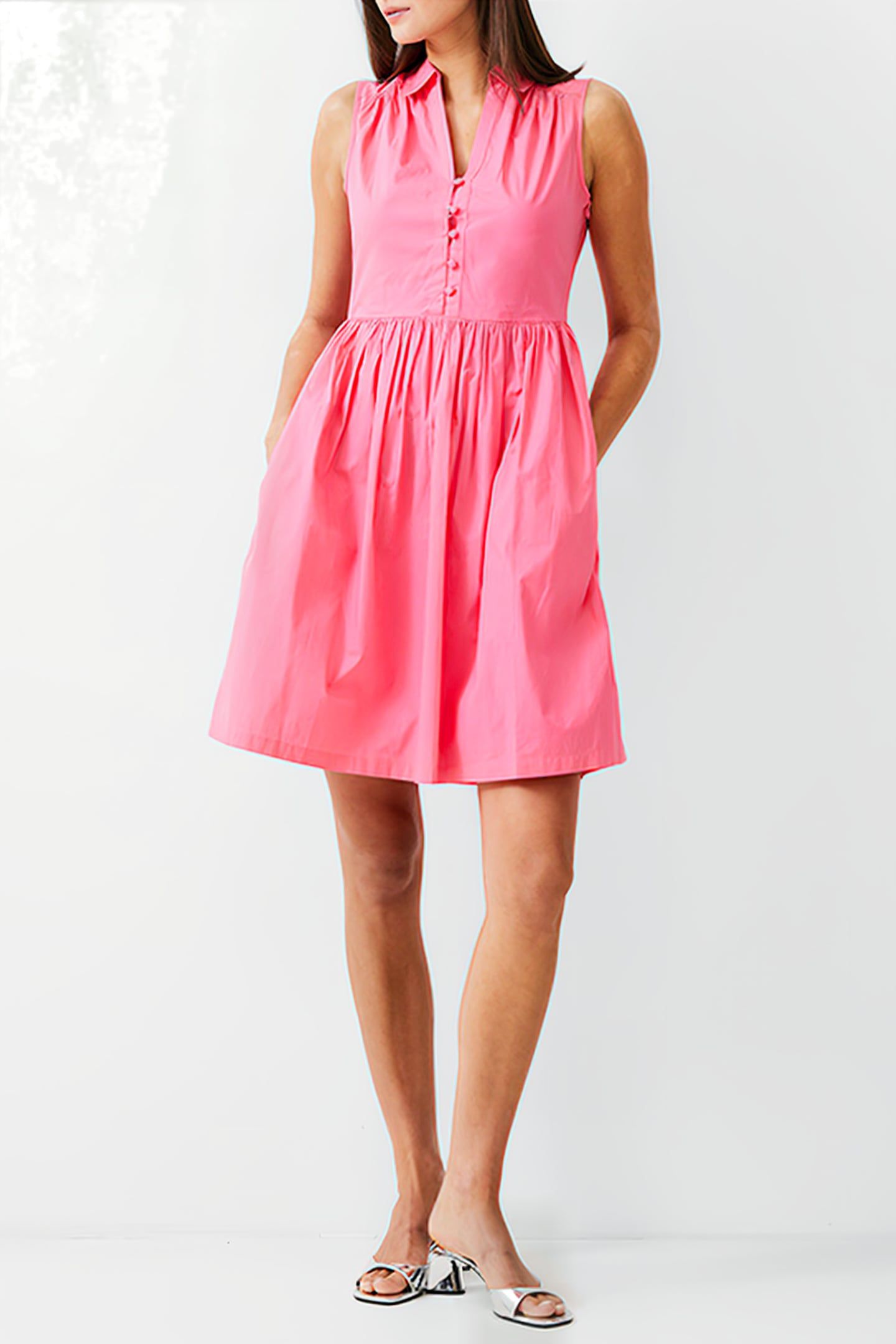 SLEEVELESS SMOCK DRESS KNEE CAMELLIA 2