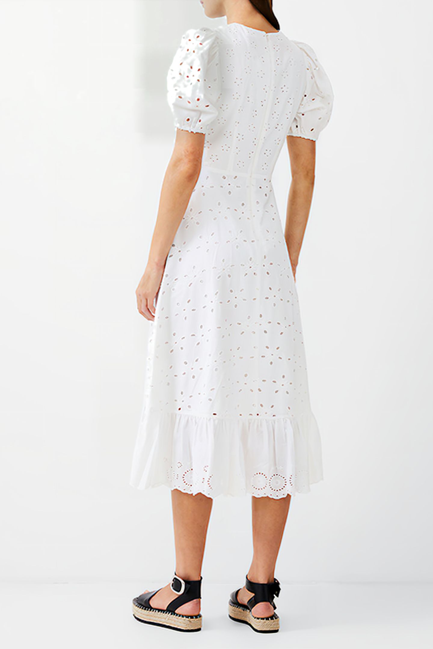 BRODERIE TIERED DRESS L WHITE 3