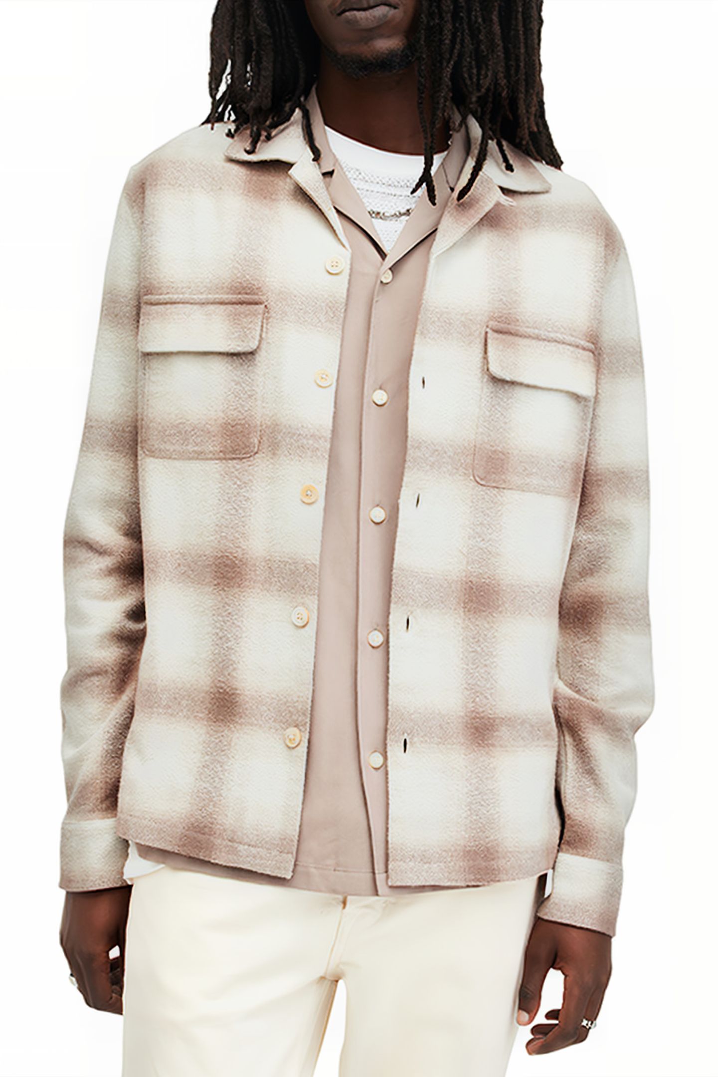 KNOLL LS SHIRT OATMEAL WT/CHESTNU 1