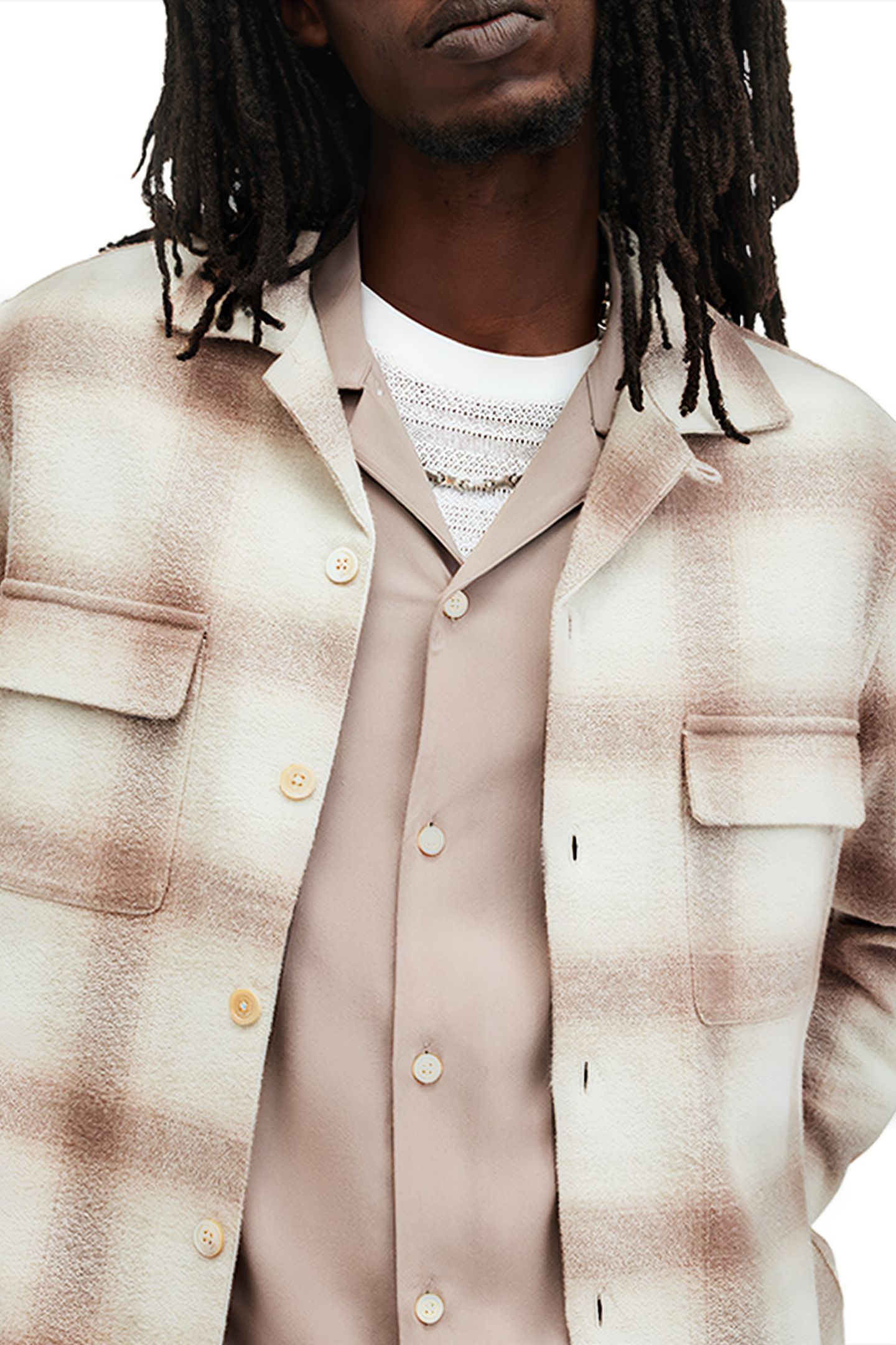 KNOLL LS SHIRT OATMEAL WT/CHESTNU 7