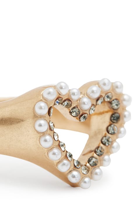 VIDA HEART BEAD RING WARM BRASS/WHITE 6