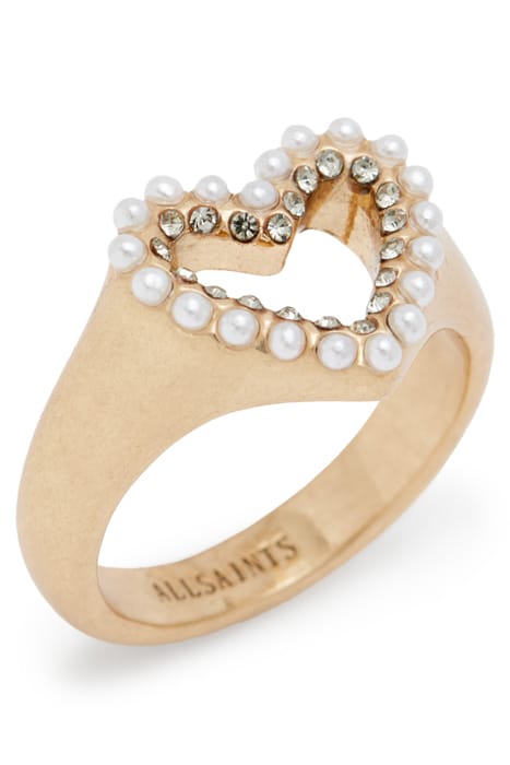 VIDA HEART BEAD RING WARM BRASS/WHITE 4