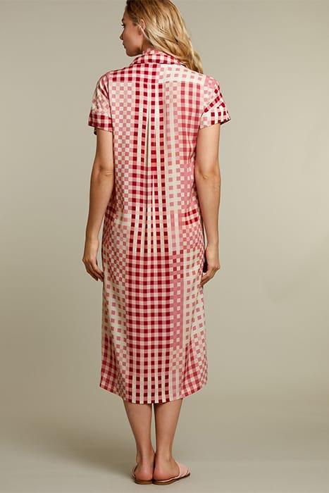 PINK CHECKED BELTED DRESS 2