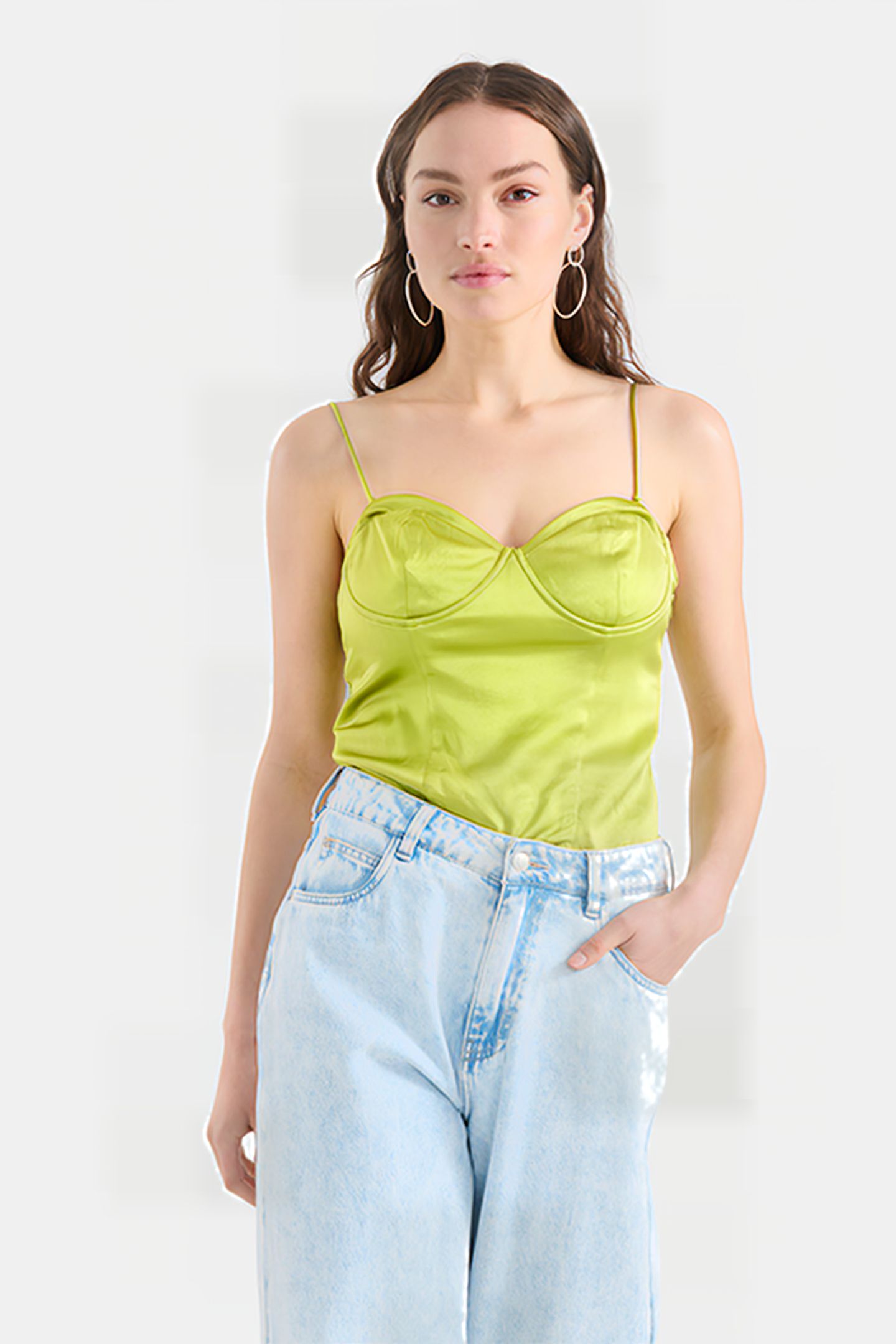 LM-SBSATIN CORSET TOP BRIGHTGREEN 1